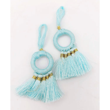 Set of 2 Blue Hoop Tassels, Indian Tassels, Boho Chic Tassels